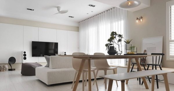 View of Comfortable and simple Nordic apartment design